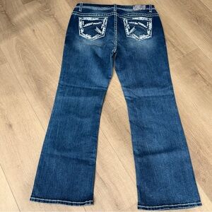 Grace In LA Women 18 Embellished P-Bootcut Straight Western Cowgirl Blue Jeans